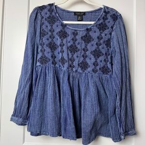Rachel Zoe Blue Embroidered Blouse